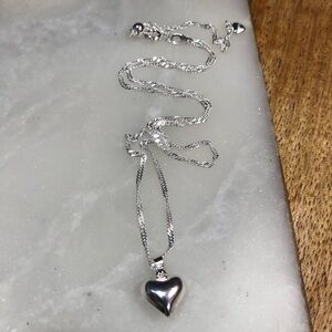 Minimalist Sterling Silver Heart Pendant Necklace